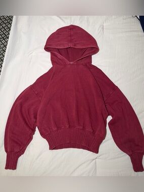 Women's Burgundy Cropped Aerie Hoodie